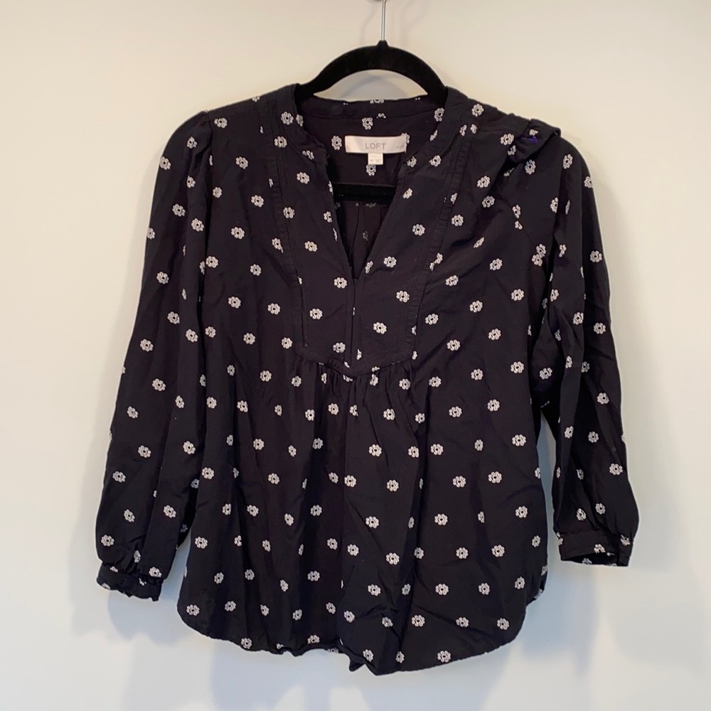 ✨Loft 3/4 Sleeve Blouse Sz M Petite ✨ - Picture 1 of 6